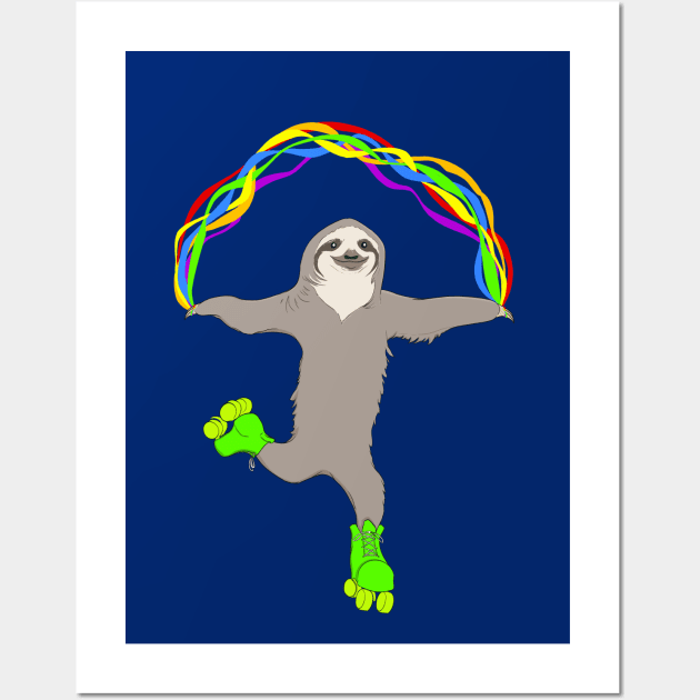 Roller Sloth Rainbow Wall Art by CaseyHWilkinson